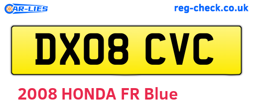 DX08CVC are the vehicle registration plates.