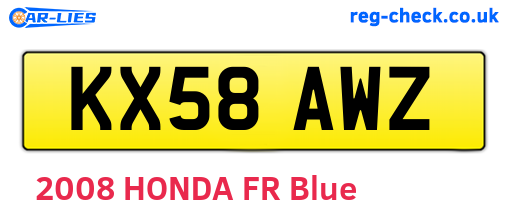 KX58AWZ are the vehicle registration plates.