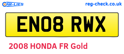 EN08RWX are the vehicle registration plates.