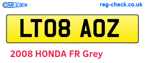 LT08AOZ are the vehicle registration plates.