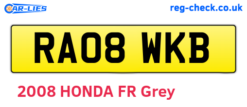 RA08WKB are the vehicle registration plates.