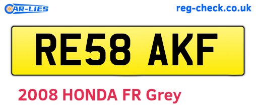 RE58AKF are the vehicle registration plates.