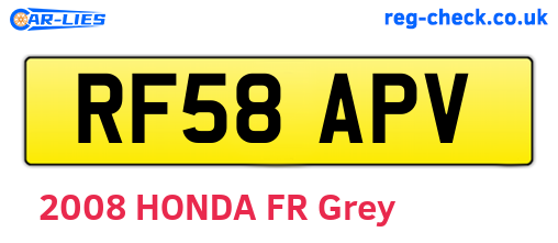 RF58APV are the vehicle registration plates.