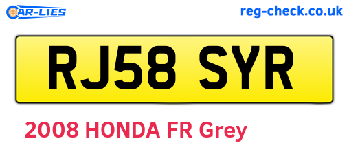 RJ58SYR are the vehicle registration plates.