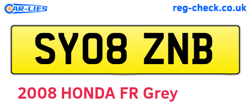 SY08ZNB are the vehicle registration plates.