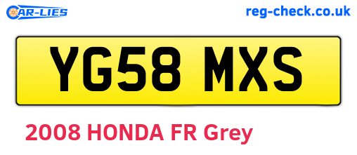 YG58MXS are the vehicle registration plates.