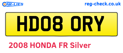 HD08ORY are the vehicle registration plates.