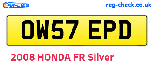 OW57EPD are the vehicle registration plates.