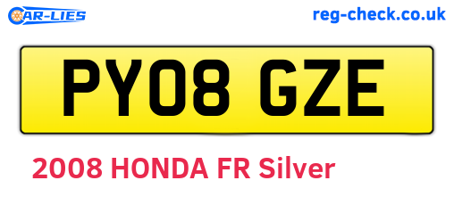 PY08GZE are the vehicle registration plates.