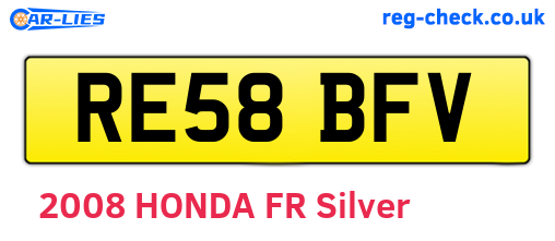 RE58BFV are the vehicle registration plates.