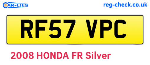 RF57VPC are the vehicle registration plates.