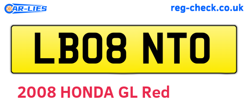 LB08NTO are the vehicle registration plates.