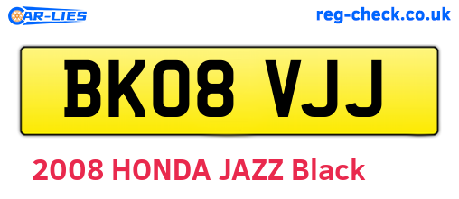 BK08VJJ are the vehicle registration plates.
