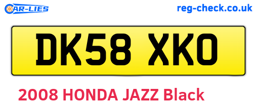 DK58XKO are the vehicle registration plates.