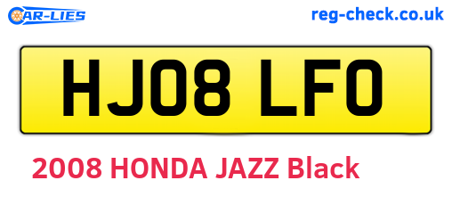 HJ08LFO are the vehicle registration plates.