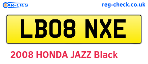 LB08NXE are the vehicle registration plates.