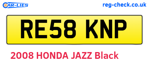 RE58KNP are the vehicle registration plates.
