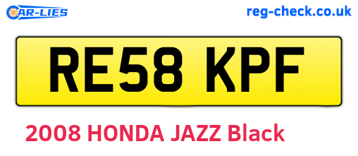 RE58KPF are the vehicle registration plates.
