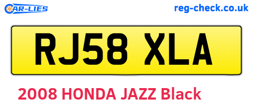 RJ58XLA are the vehicle registration plates.
