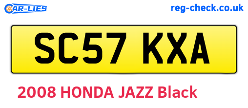 SC57KXA are the vehicle registration plates.