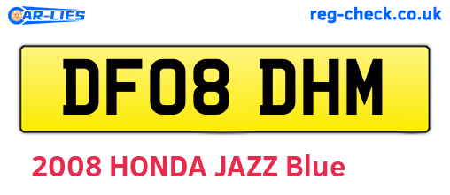 DF08DHM are the vehicle registration plates.