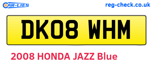 DK08WHM are the vehicle registration plates.