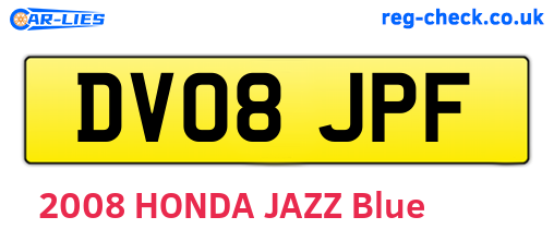 DV08JPF are the vehicle registration plates.