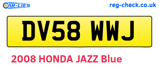 DV58WWJ are the vehicle registration plates.