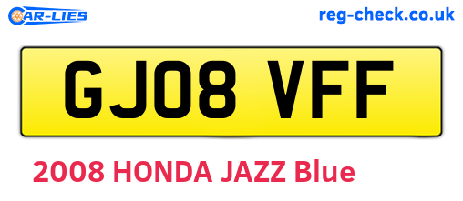 GJ08VFF are the vehicle registration plates.