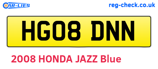 HG08DNN are the vehicle registration plates.