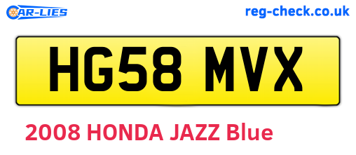 HG58MVX are the vehicle registration plates.