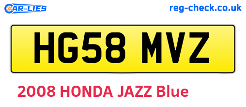 HG58MVZ are the vehicle registration plates.
