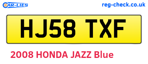 HJ58TXF are the vehicle registration plates.