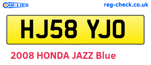 HJ58YJO are the vehicle registration plates.