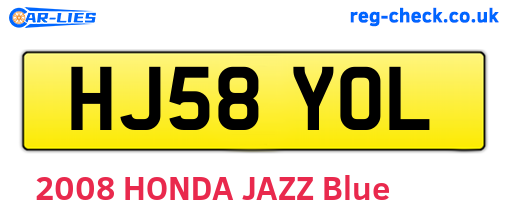 HJ58YOL are the vehicle registration plates.