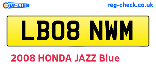 LB08NWM are the vehicle registration plates.