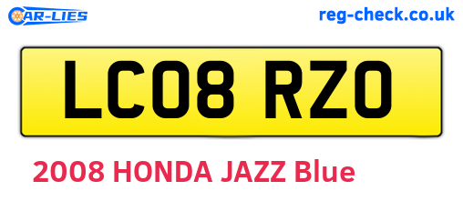 LC08RZO are the vehicle registration plates.