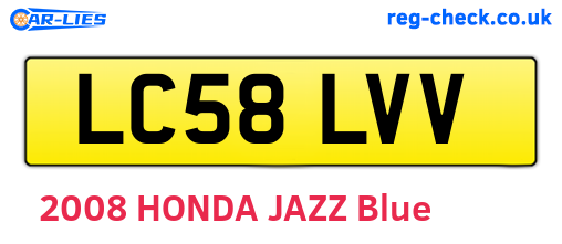 LC58LVV are the vehicle registration plates.