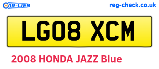 LG08XCM are the vehicle registration plates.