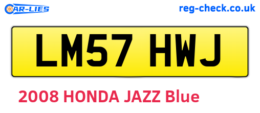 LM57HWJ are the vehicle registration plates.