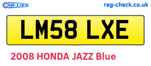 LM58LXE are the vehicle registration plates.