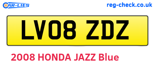 LV08ZDZ are the vehicle registration plates.