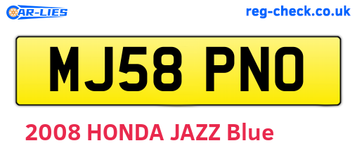 MJ58PNO are the vehicle registration plates.