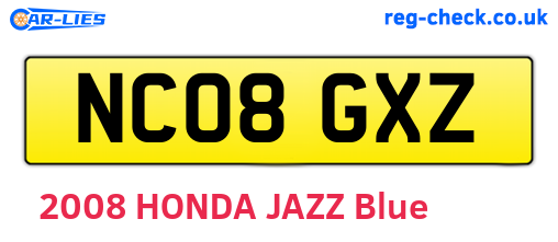 NC08GXZ are the vehicle registration plates.