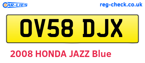 OV58DJX are the vehicle registration plates.
