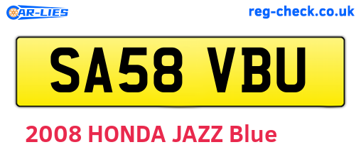 SA58VBU are the vehicle registration plates.