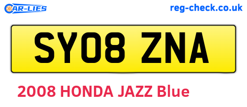 SY08ZNA are the vehicle registration plates.