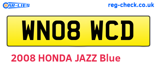 WN08WCD are the vehicle registration plates.