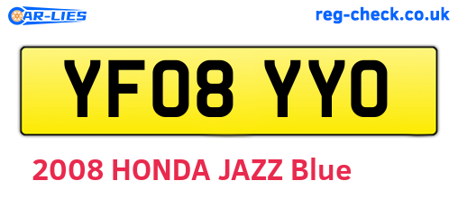 YF08YYO are the vehicle registration plates.