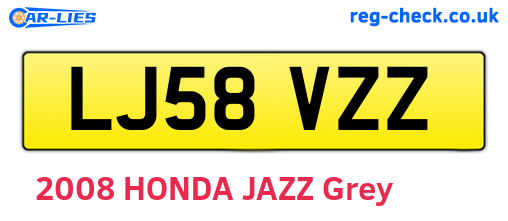 LJ58VZZ are the vehicle registration plates.